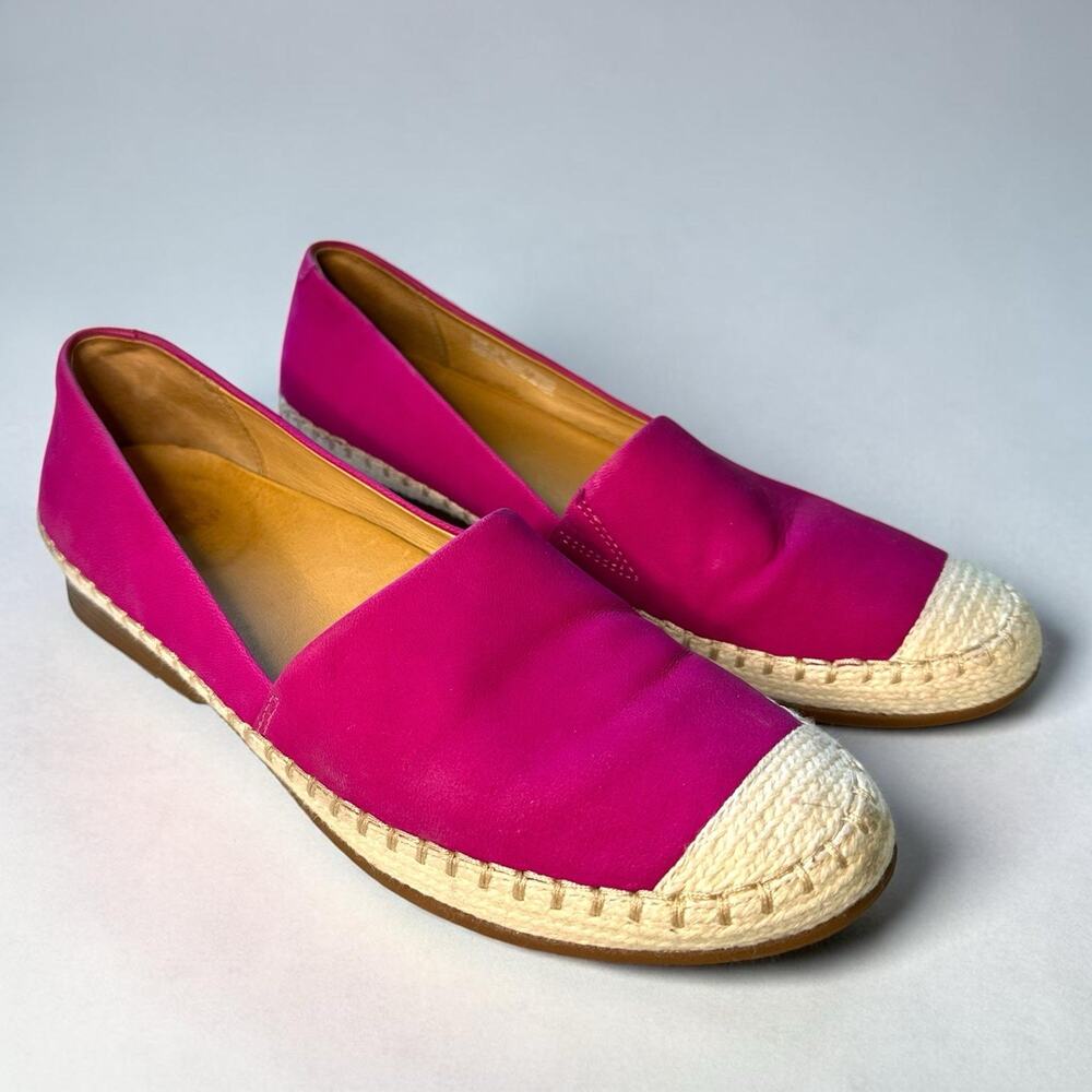 Dansko Magenta Pink Leather Espadrille Flats Womens EU 38 US 7.5 8 Slip On Shoes